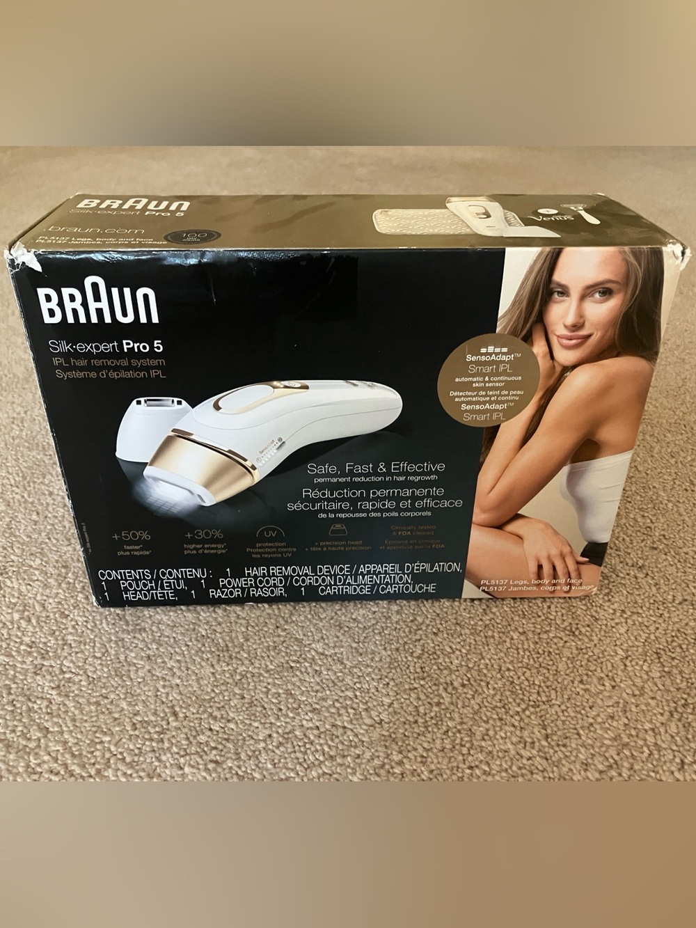 Braun IPL Hair Removal for Women, Silk Expert Pro 5 PL5137 White/Gold
